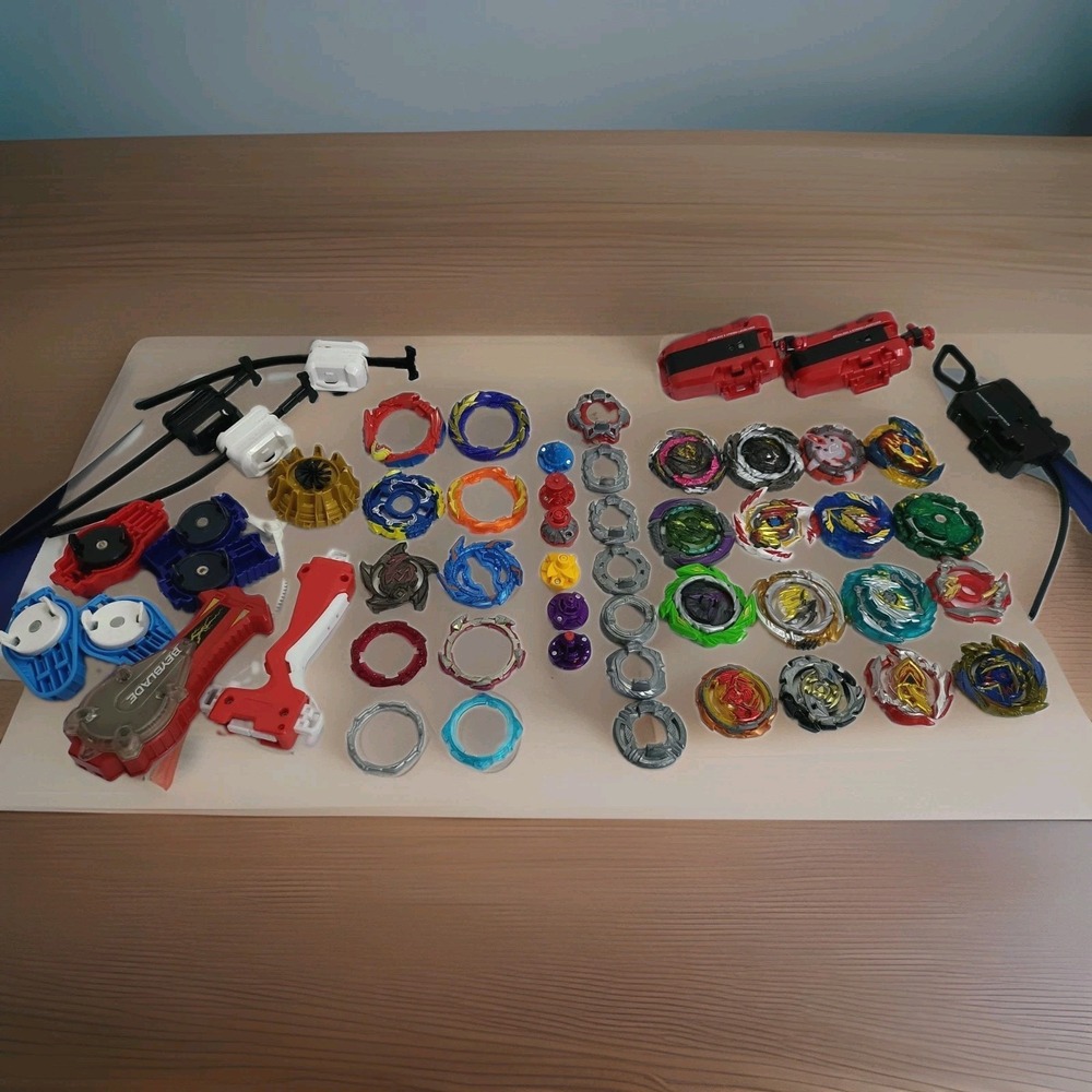 Beyblade Lot Authentic Tomy Hasbro Metal Launchers Bang Stickers Top Parts Set